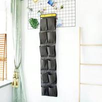 12/24 Grids Shoe Storage Bag Behind The Door Grid Hanging Bag Finishing Bag Wall Hanging Debris Storage Bag Wardrobe Multi-layer Cloth Bag 12 Grids pilka