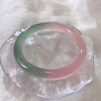 Macaron spalvos chalcedonas 8m apvali strypo apyrankė pusiau rožinė pusiau žalia peizažas arbūzo spalvos tolimo kalno tamsaus pavasario spalvinga apyrankė 6MM54 gray
