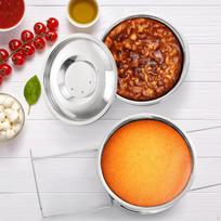 Stainless Steel Stackable Steamer Insert Pans, 2 Tier Cooker Pot Set for Meat, Baking, Soup, gray