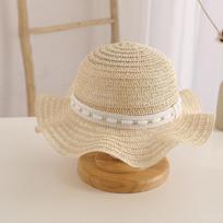 Children Breathable Straw Hat Summer Kid Girls Outdoor Holiday Panamcap Sun Hat For Girls Kids (48-52CM) smėlis