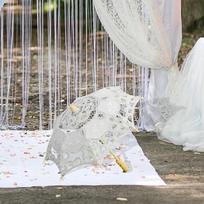 Nėriniuotas skėtis nuo saulės Elegantiškas nuotakinis išleistuvių scenos pasirodymui gray