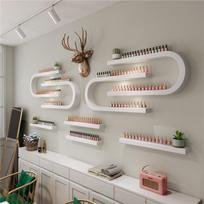 Sieninis U formos nagų lako ir gelio lentyna salonams Transparent Horizontal Stripe Rack (White/Black)