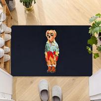 Cute Teddy Bear Happy Door Mat Entrance Non-slip Doormat Washable Kitchen Carpet Hallway Rugs Bathroom Bath Door Mats 40x60cm beige