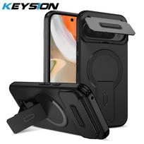 KEYSION Shockproof Magnetic Case for Google Pixel 9 10 Pro XL Slide Camera Protection Kickstand Phone Cover for Google Pixel 9A for Pixel 10 juoda