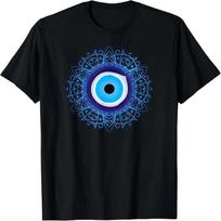 Evil Eye Shirt Protection Against Evil Spirits Blue Mandala T-Shirt S įvairiaspalvis