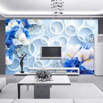 Modernūs foto tapetai 3D stereo gėlės freska Abstraktus geometrinis raštas Svetainė TV sofa fonas Tapetai 200 cm(W) x 140 cm(H)