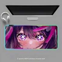 Oshi No Ko Mouse Pad RGB Gaming Mouse Pad Desk Mat HD Gamer Large LED Light XXL MousePads RGB600x300x3mm