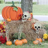 A84E-Realistic Skeleton Stakes Halloween Skull Three-Piece Set Halloween Skull Hand Set