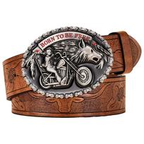 Vakarų kaubojaus motociklo sagties Unisex universalus PU odos diržas vyrams Aukštos kokybės vyriški diržai džinsams Cinturones Vintage 120cm gray