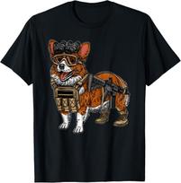Funny Tactical Corgi Dog T-Shirt S įvairiaspalvis