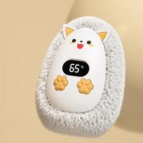 Animal Hand Warmer USB Rechargeable Winter Hand Warmer Lovely Plush Warming Tool Smart Digital Display Hand Heater For Women balta