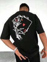 Men's Plain / Playing Card Print Round Neck Graphic Tee S įvairiaspalvis