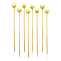 Yousheng 100Pcs Baseball Bamboo Cocktail Picks Sports Ball End Skewers 4.7  Appetizer Sticks for Fruit Cheese Cupcakes Meat Party Supplies tennis