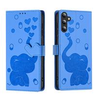 Animacinis dramblys Magnetinės kortelės Lizdas Piniginė Atverčiamas dėklas Samsung S25 Ultra S24 Plus S23 S22 A16 A26 A36 Stovas Knyga Kišenė Dangtelis Galaxy S22 5G mėlyna