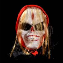 Scary Female Ghost Face Mask with Hair for Halloween Costume Party