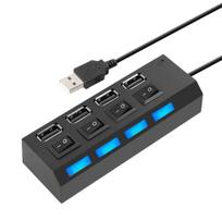 USB2.0 4Port USB Splitter Standard Wire Concentrator Metal Plug Play Strip Switch for Computer black