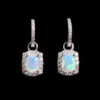 Bolaijewelry Spalvingi spalio Birthstone Natural Opal Sidabriniai auskarai Elegantiškos ir kilnios jubiliejaus ir vestuvių dovanos moterims M balta
