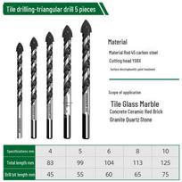 Green Forest High-Hardness Cobalt Alloy Drill Bit Set for Woodworking & Concrete 5-piece set for ceramic tile, glass, marble