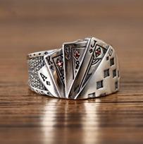 Hip Hop Special Magician Punk Style Texas Poker Hip Hop Ring one size(US size 6-13)