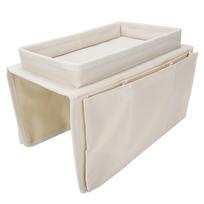 4 Pockets Sofa Armrest TV Remote Control Organizer Armchair Couch Bag with Cup Holder Tray smėlis