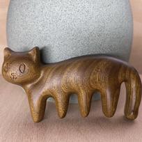 Kitten Sandalwood Massage Comb Cute Cartoon Cat Meridian Wood Comb Head Therapy Full Body Universal Massager for Stress Relief 1Pc gray