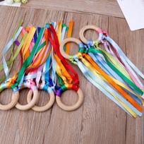 50cm Montessori stiliaus sensorinis žaislas Be BPA Netoksiškas Kūdikio juostelės žiedas Naujagimiams ir vyresniems Vysto spalvų atpažinimą Sensorinis žaislas