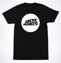 Arctic Monkeys White Circle Logo Shirt Indie Rock Band Graphic Black Tee S įvairiaspalvis