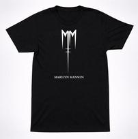 Marilyn Manson MM Simbolio Logotipas Juodi Marškinėliai Industrial Goth Metal Grupės Marškinėliai S įvairiaspalvis