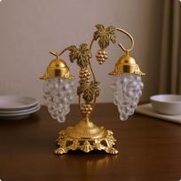 Grape Sugar Bowl Metal Artisanal & Grapevine Sweetener Holder European Classic Style Ornate Candy auksas