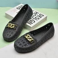 Women's Summer New Flat Sole Hollow Out Cave Sandals Round Toe Shallow Slip On Lightweight Outdoor Wading Shoes Beach Sandals 36 juoda