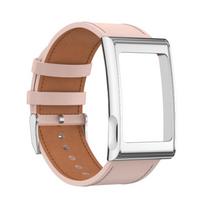 Leather Sport Band Adjustable Quick Release Fitness Tracker Strap Metal Frame Replacement Wristband for Amazfit Helio Strap rožinė