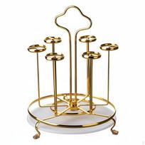 Besisukantis puodelių laikiklis su šviesa Elegantiškas dizainas Stalo puodelių nusausinimo stovas Taupantis vietą Black Rotating Rack brown