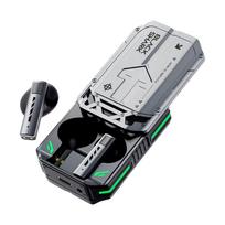 Black Shark T11 žaidimų Bluetooth ausinės pasižymi mecha įkvėptu atlenkiamu dizainu, mažu vėlavimu, 30 valandų baterijos veikimo laiku, HD skambučių kokybe, RGB apšvietimo efektais. pilka