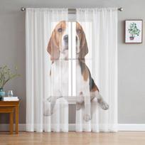 Cartoon Pet Corgi Dog Cute Sheer Curtain For Living Room Bedroom Voile Drape Kitchen Window Tulle Curtains Home Essentials 1 PCS W100XH250cm
