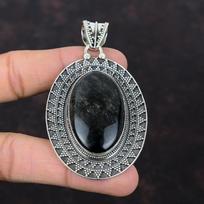 Sidabrinio blizgesio obsidianas pakabukas Natūralaus akmens papuošalas 925 sterlinginio sidabro pakabukas Rankų darbo vintažinis pakabukas Dovana žmonai Boho stiliaus papuoalai
