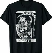 Vintage Blackcraft Death The Grim Reaper Kiss Tarot Card Unisex T-Shirt S gray