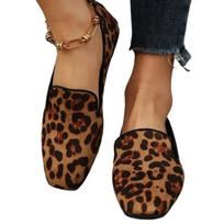 Fashion brown Leopard Velvet Ballet Flats Women Mary Jane Flats Shoes Leopard Print Round Toe Flat Shoes for Women Size 36-43 36