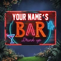 Retro Neon-Style Bar Tin Sign 30x20cm Man Cave Metal Wall Decor balta