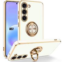 Dėklas Samsung Galaxy A57 5G, Smūgiams ir įbrėžimams atspari silikoninė apsauga su žiedu - Baltas balta