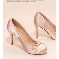 French new temperament 2025 ballet surface satin style bow one pedal single shoes stiletto high heels women's round head 35 kūno spalva