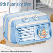 Unisex Flip-Top Pencil Case, Large Capacity, Ins Style, for Junior & Senior High School Students white