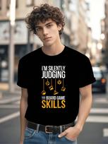 Funny Board Game T-shirt -  I'm Silently Judging Your Life Choices  Saying - Soft Black Cotton Tee for Game Nights S įvairiaspalvis