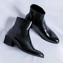 Aukštos kokybės odiniai aulinukai vyrams Klasikiniai Retro Vyriški Chelsea batai Madingi Formalūs Laisvalaikio Aukštakulniai Vyriški Batai Botas 38 juoda