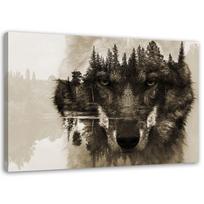 Canvas print Wolf Forest Nature Black White 60x40 ruda