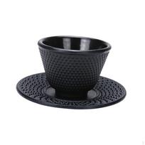 Cast Iron Tea Cup with Coaster Set, Kung Fu Mug for Office Use Round coaster