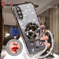Samsung Galaxy A16 A26 A36 A56 A06 A15 A25 A35 A55 A14 A24 A34 A54 A05 5G dėklas Veidrodinis magnetinis telefono laikiklis Apyrankės dangtelis A16 5G sidabras