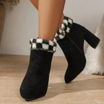 Fashion Fashion Boots Women‘s Fur Winter Warm Pointed Ankle Boots Casual Side Zipper Woman Snow Boots Comfort Female Shoes Shoes High 37