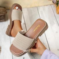 Mada 2025 Naujos moteriškos šlepetės Vasarinės platforminės šlepetės Moteriški aukštakulniai Batai Pleištas Madingos minkštos šlepetės Prabangūs guminiai namų sandalai 36 abrikosas