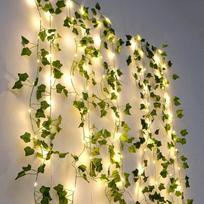 Green Leaf String Lights Artificial Vine Fairy Lights Christmas Tree Garland Light for Weeding Home Decoration Battery Powered 2M 20LED