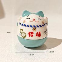 Japoniška laimės katė Keraminė Maneki-neko skulptūra Miegamojo, svetainės, darbo stalo dekoratyvinis elementas Gimtadienio ir Naujųjų metų dovana